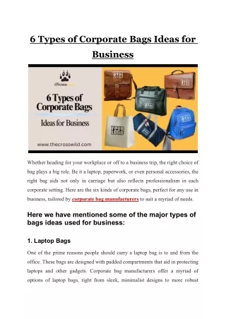 6 Types of Corporate Bags Ideas for Business