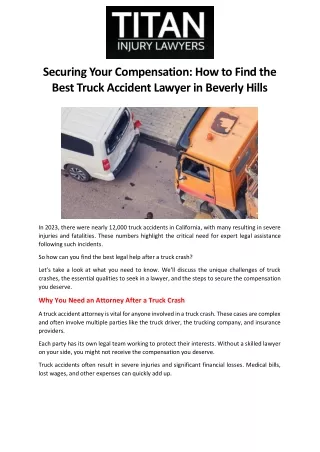 Securing Your Compensation How to Find the Best Truck Accident Lawyer in Beverly Hills