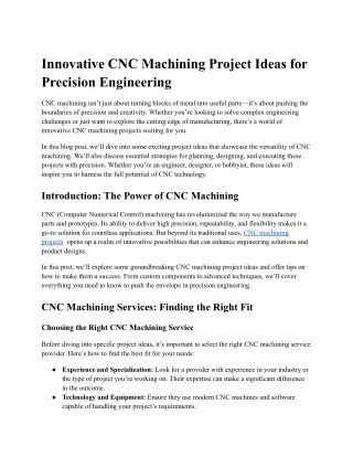 innovative cnc machining project ideas