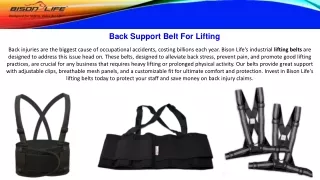 back support belt for lifting
