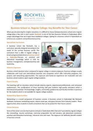 Business School vs. Regular College: Key Benefits for Your Career | Rockwell bus