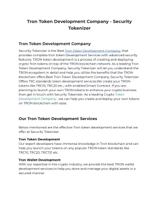 tron token development company security tokenizer