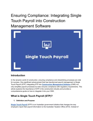 ensuring compliance integrating single touch