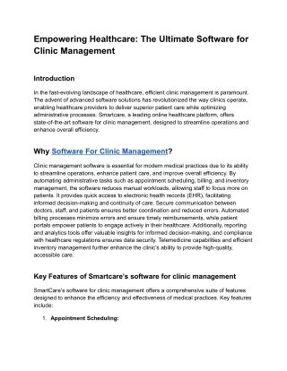 Empowering Healthcare: The Ultimate Software for Clinic Management