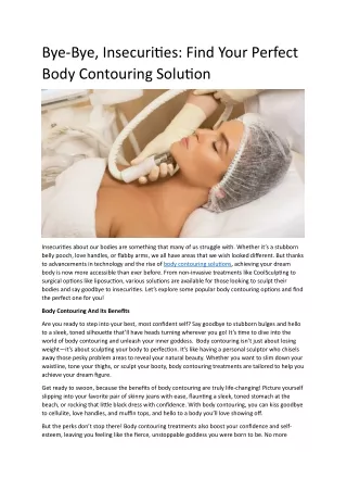 Find Your Perfect Body Contouring Solution