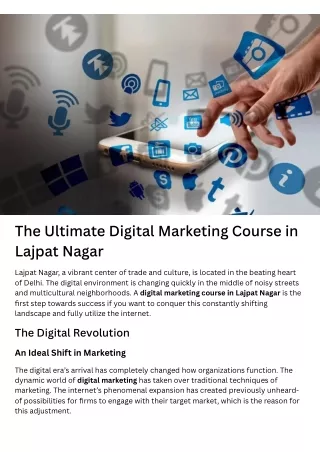Unlock Your Potential: The Best Digital Marketing Online Course in South Delhi