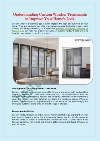 Understanding Custom Window Treatments to Improve Your Home