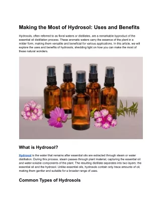 Making the Most of Hydrosol_ Uses and Benefits