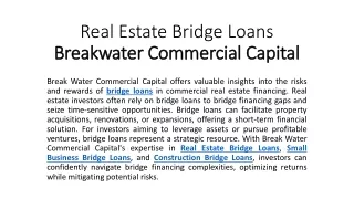 Real Estate Bridge Loans