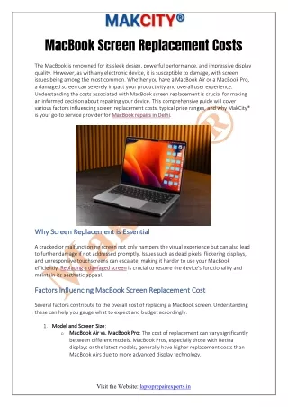 MacBook Screen Replacement Costs by MakCity