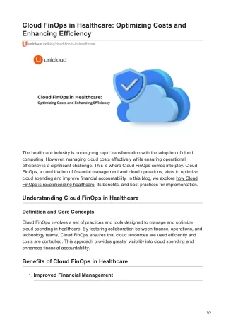 cloud finops in healthcare optimizing costs