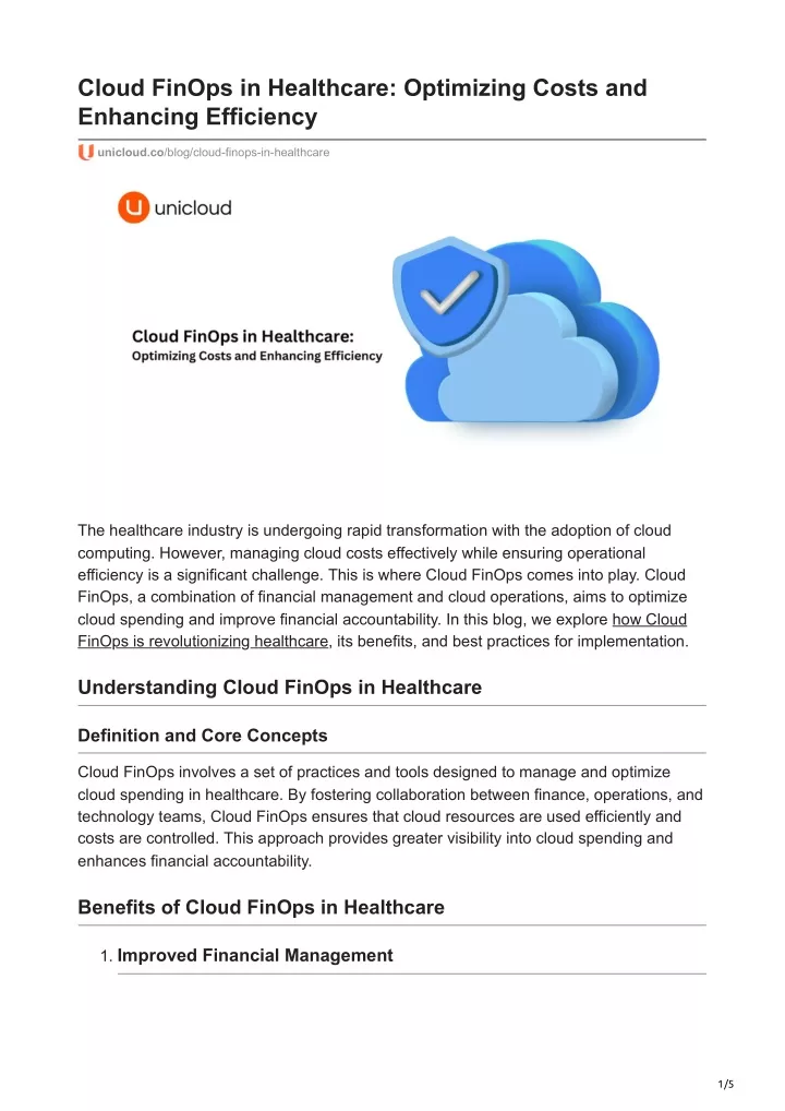 cloud finops in healthcare optimizing costs