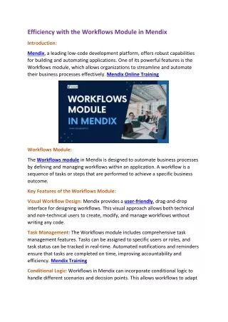 efficiency with the workflows module in mendix