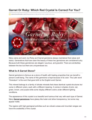 Garnet Or Ruby Which Red Crystal Is Correct For You
