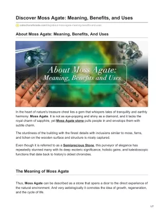 cabochonsforsale.com-Discover Moss Agate Meaning Benefits and Uses