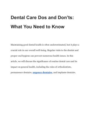 Dental Care Dos and Don’ts_ What You Need to Know
