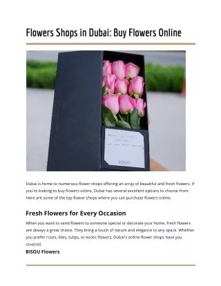 Flowers Shops in Dubai: Buy Flowers Online