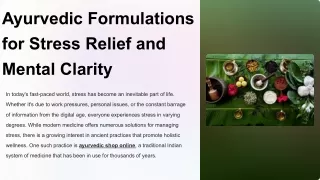 Ayurvedic Formulations for Stress Relief and Mental Clarity