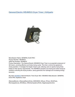 General Electric WE4M533 Dryer Timer _ HnKparts