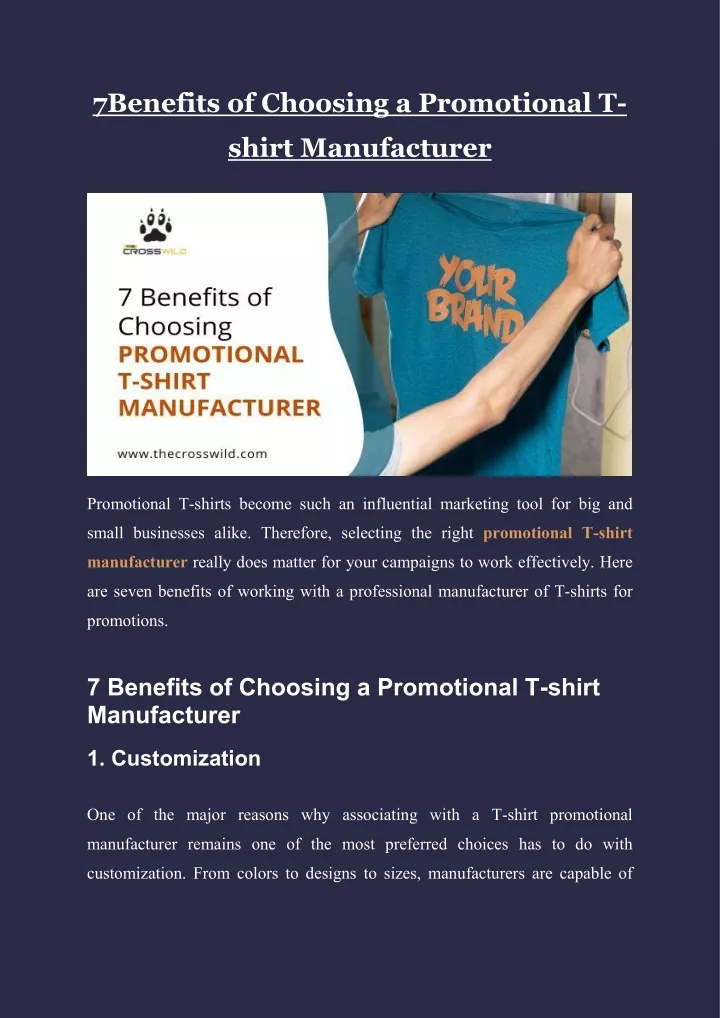 7benefits of choosing a promotional t shirt