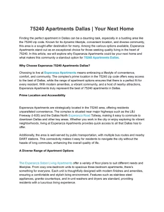 75240 Apartments Dallas