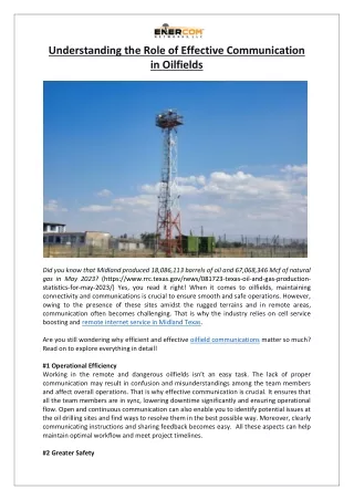 Understanding the Role of Effective Communication in Oilfields