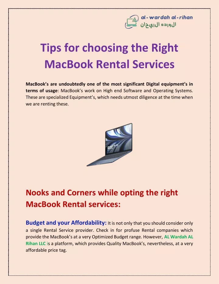 tips for choosing the right macbook rental