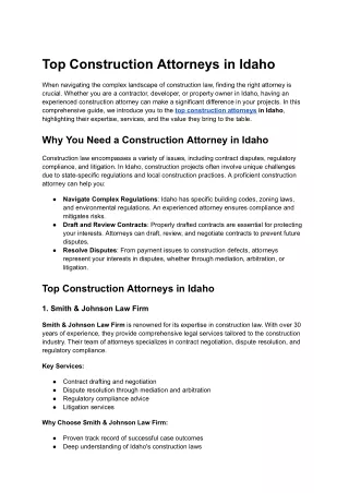 Top Construction Attorneys in Idaho