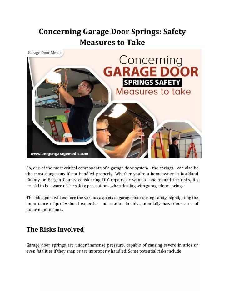 concerning garage door springs safety measures