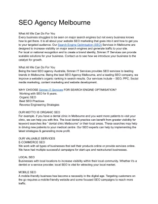 seo agency melbourne