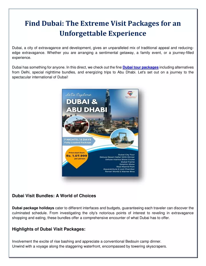 find dubai the extreme visit packages