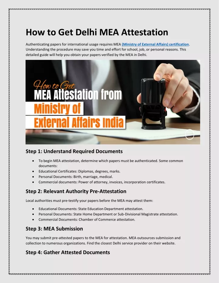 how to get delhi mea attestation