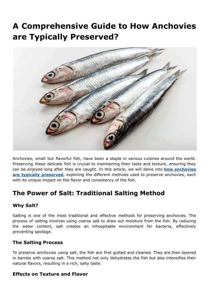 a comprehensive guide to how anchovies