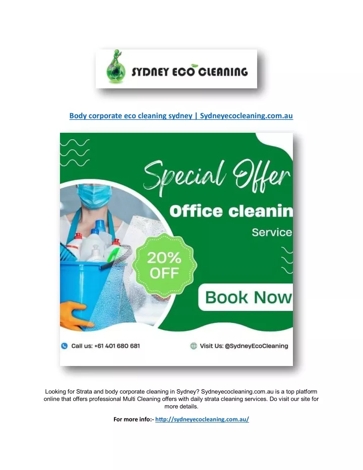 body corporate eco cleaning sydney