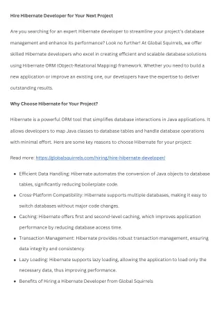 Hire Hibernate Developer