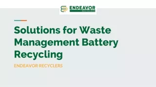 Solutions for Waste Management Battery Recycling