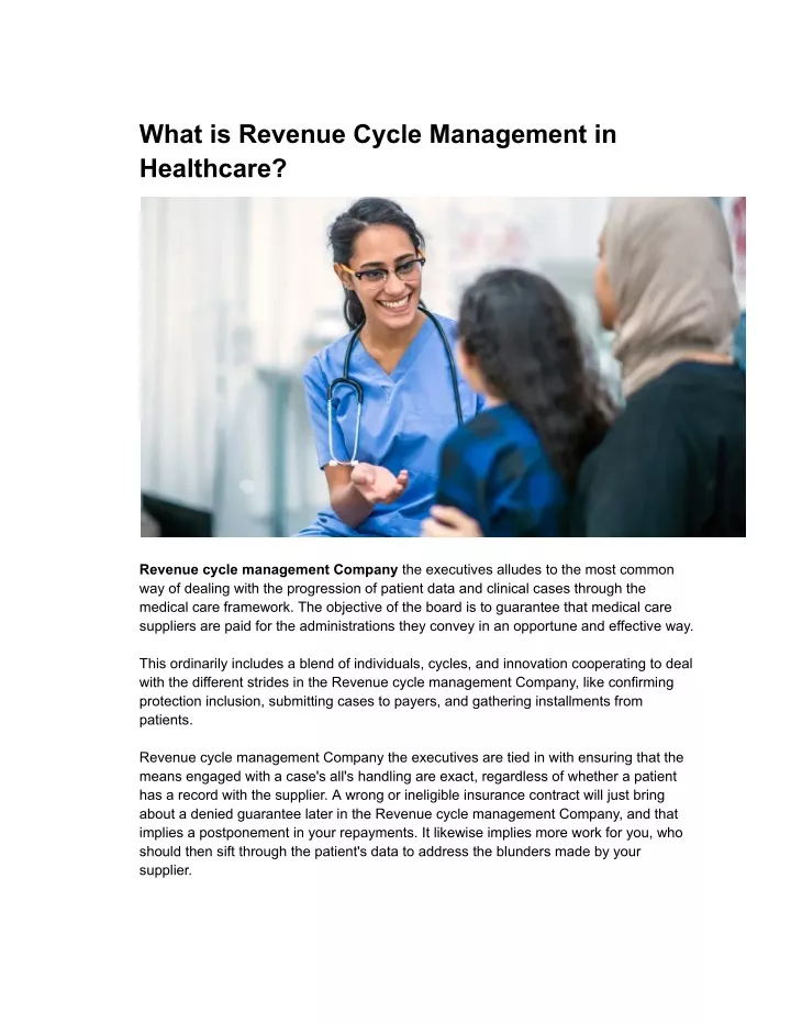 what is revenue cycle management in healthcare