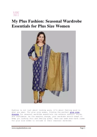 My Plus Fashion: Seasonal Wardrobe Essentials for Plus Size Women