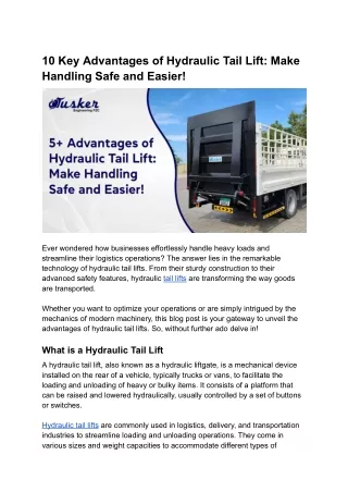 Advantages of hydraulic tail lift