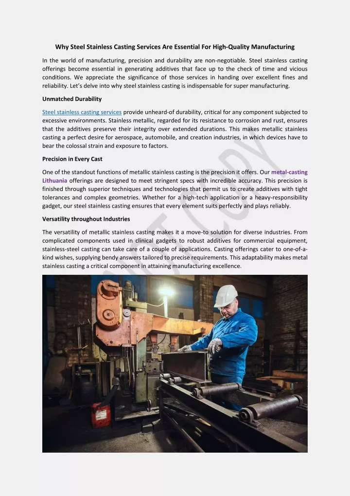 why steel stainless casting services