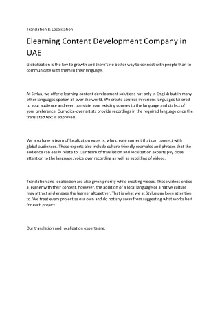 Elearning Content Development Company in UAE