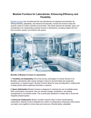 The Benefits and Implementation of Modular Furniture in Laboratories