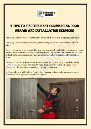 7 Tips to Find the Best Commercial Door Repair and Installation Services