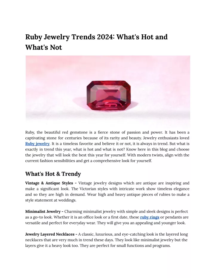 ruby jewelry trends 2024 what s hot and what s not