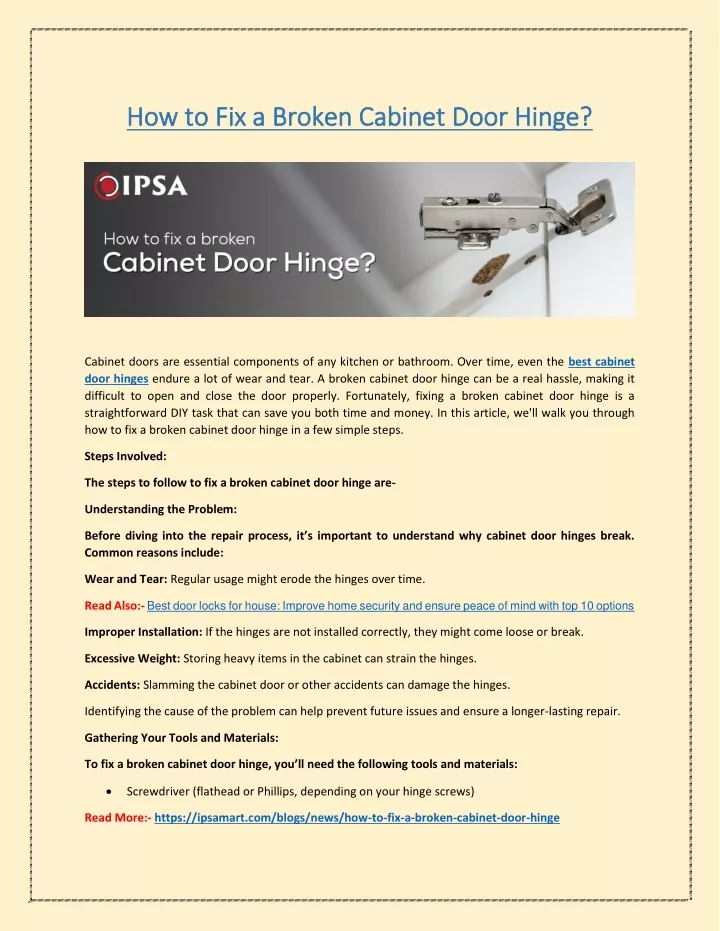 how to fix a broken cabinet door hinge