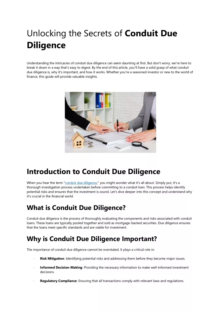 unlocking the secrets of conduit due diligence