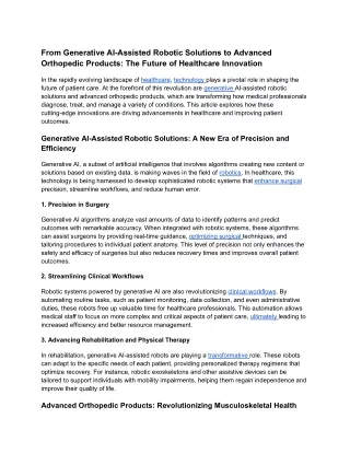 10. From Generative AI-Assisted Robotic Solutions to Advanced Orthopedic Products_ The Future of Healthcare Innovation