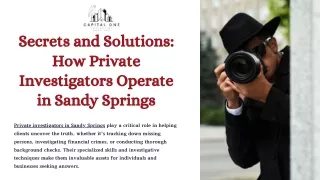 Secrets and Solutions How Private Investigators Operate in Sandy Springs