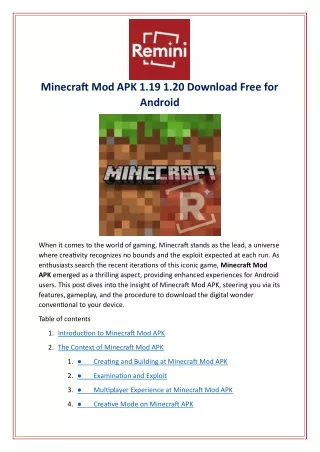 Minecraft Mod APK 1.19 1.20 Download Free for Android