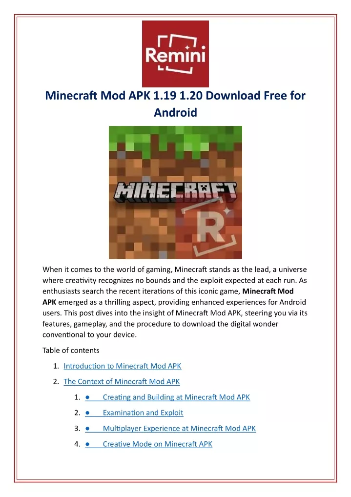 minecraft mod apk 1 19 1 20 download free